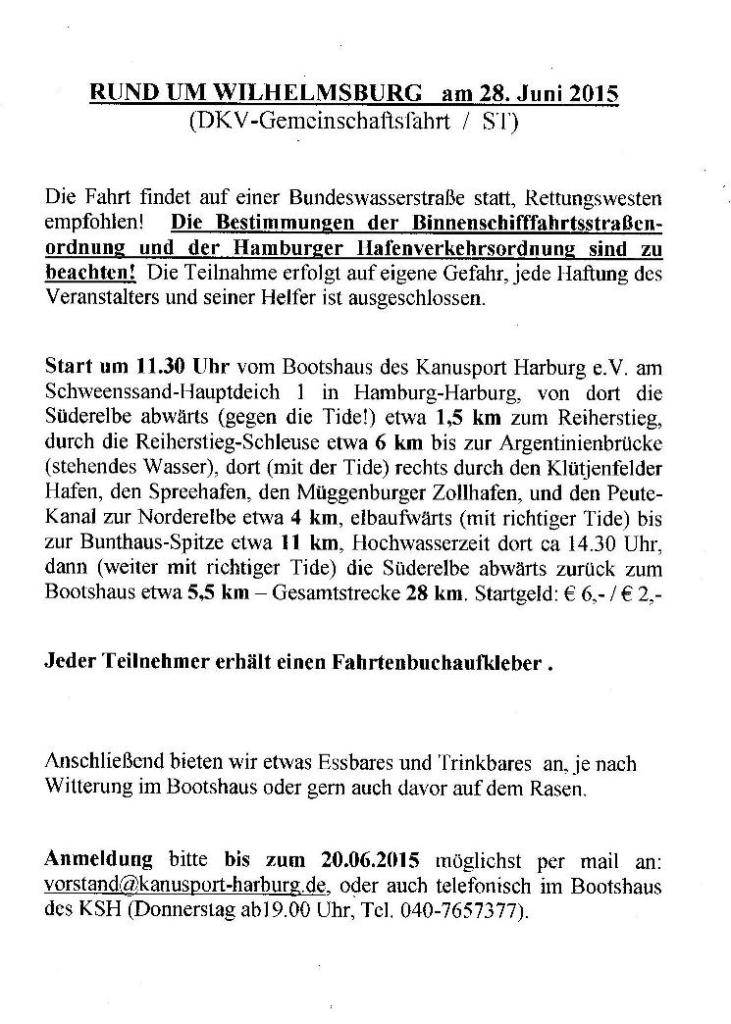DKV Gemeinschaftsfahrt RUND UM WILHELMSBURG 2015